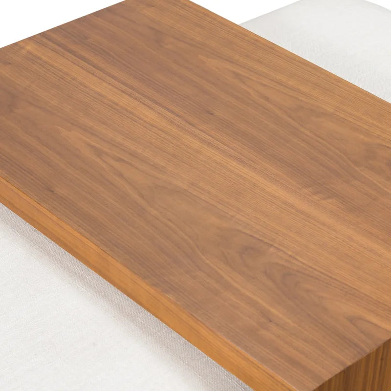 Pouf Jarmo de Poly &amp; Bark avec table réglable en noyer - Cuir italien pleine fleur véritable