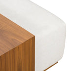 Pouf Jarmo de Poly &amp; Bark avec table réglable en noyer - Cuir italien pleine fleur véritable