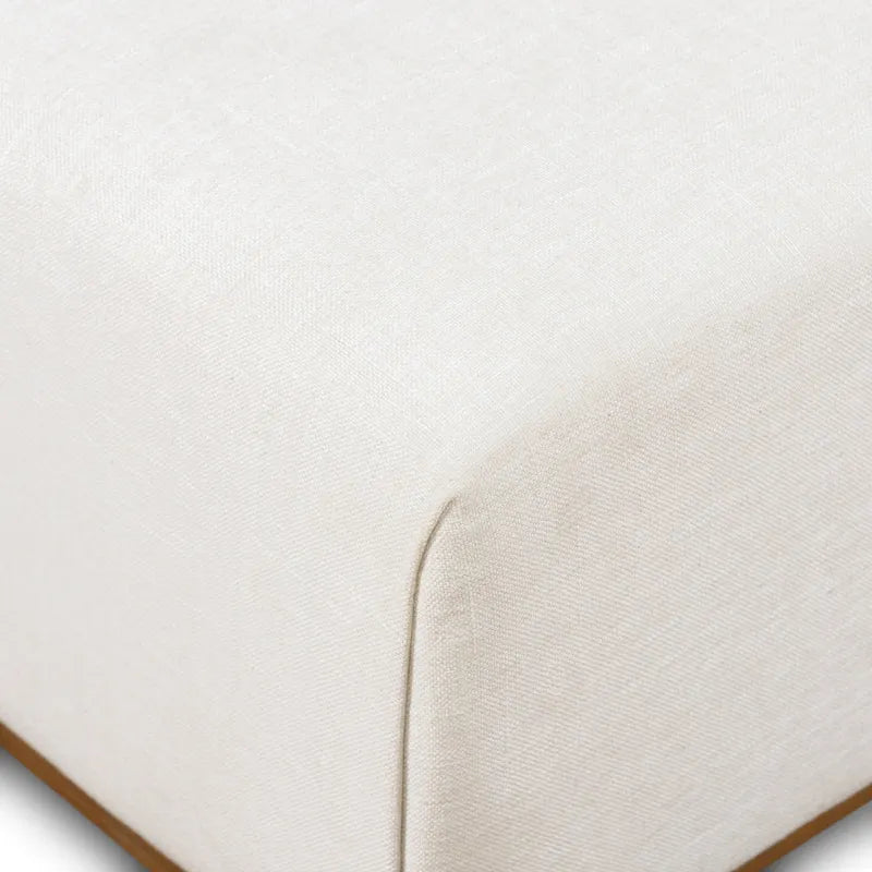 Pouf Jarmo de Poly &amp; Bark avec table réglable en noyer - Cuir italien pleine fleur véritable