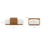 Pouf Jarmo de Poly &amp; Bark avec table réglable en noyer - Cuir italien pleine fleur véritable