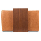 Pouf Jarmo de Poly &amp; Bark avec table réglable en noyer - Cuir italien pleine fleur véritable