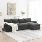 118*55 L-shaped Chenille Cloud Sofa with Double Seat Cushions, 5-seat Upholstered Sleeper Sofa Couch with Chaise Lounge
