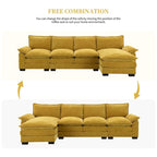 Canapé d'angle en chenille Cloud 118 x 55 cm avec coussins d'assise doubles, canapé-lit 5 places avec méridienne