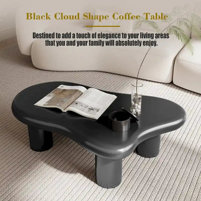 Table basse noire en forme de nuage de 40 pouces pour salon