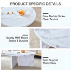 Table basse ronde en MDF blanc à motifs, idéale pour les petits espaces et les salons.