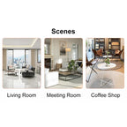 Table basse ronde en MDF blanc à motifs, idéale pour les petits espaces et les salons.