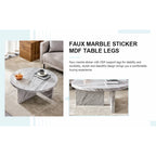 Table basse ronde en MDF blanc à motifs, idéale pour les petits espaces et les salons.