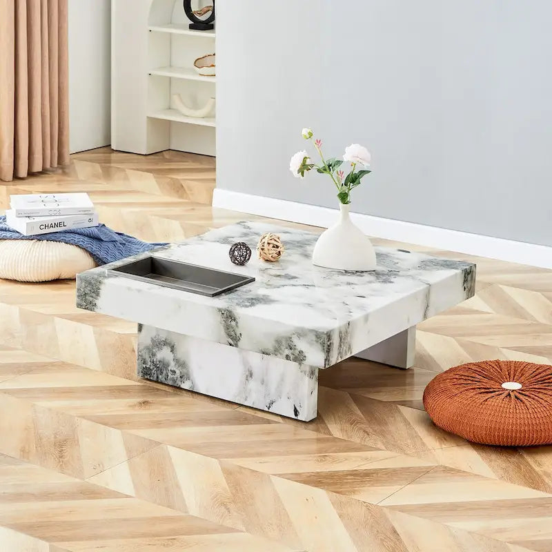 Coffee Table,Imitation Marble Pattern,Made Of Mdf Material,The Fusion Of Elegance And Natural Fashion