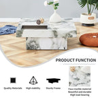 Table basse, motif marbre imitation, en MDF, fusion d'élégance et de style naturel