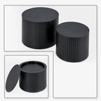 Ensemble de deux tables basses gigognes modernes et élégantes en forme de tonneau avec plateau amovible