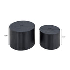 Ensemble de deux tables basses gigognes modernes et élégantes en forme de tonneau avec plateau amovible