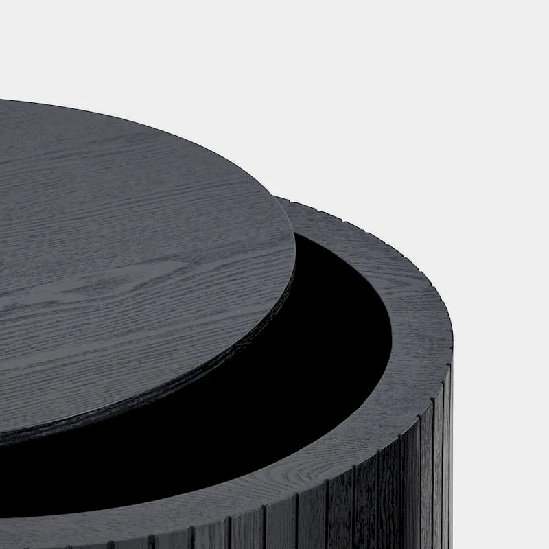 Ensemble de deux tables basses gigognes modernes et élégantes en forme de tonneau avec plateau amovible