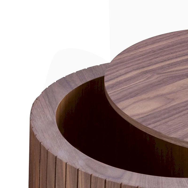 Ensemble de deux tables basses gigognes modernes et élégantes en forme de tonneau avec plateau amovible