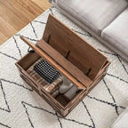 Table basse carrée HOMCOM style ferme avec rangement, plateau relevable à charnières et espace caché