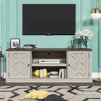 Meuble TV de bureau en bois foncé vieilli, 162,5 cm (64 po) de large, pour téléviseurs jusqu'à 178 cm (70 po) de diagonale.