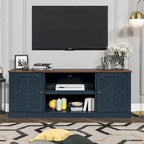 Meuble TV de bureau en bois foncé vieilli, 162,5 cm (64 po) de large, pour téléviseurs jusqu'à 178 cm (70 po) de diagonale.