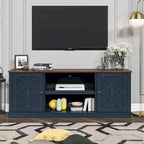 Meuble TV de bureau en bois foncé vieilli, 162,5 cm (64 po) de large, pour téléviseurs jusqu'à 178 cm (70 po) de diagonale.