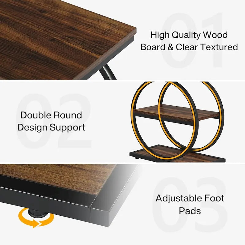 Table d'appoint étroite en bois avec 3 étagères de rangement