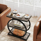 Table d'appoint étroite en bois avec 3 étagères de rangement