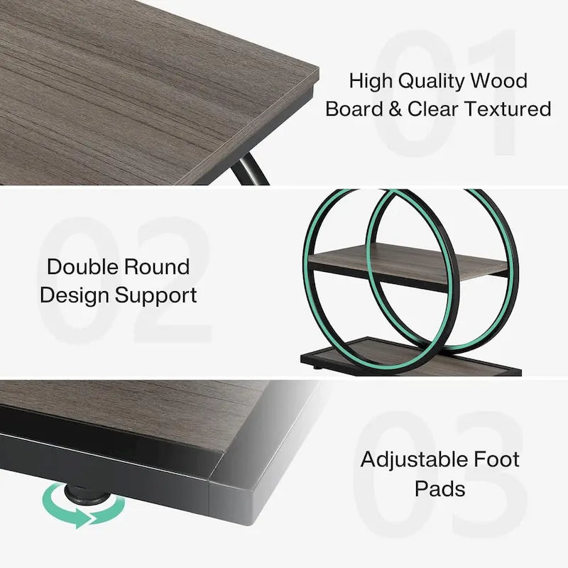 Table d'appoint étroite en bois avec 3 étagères de rangement