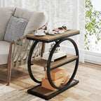 Table d'appoint étroite en bois avec 3 étagères de rangement