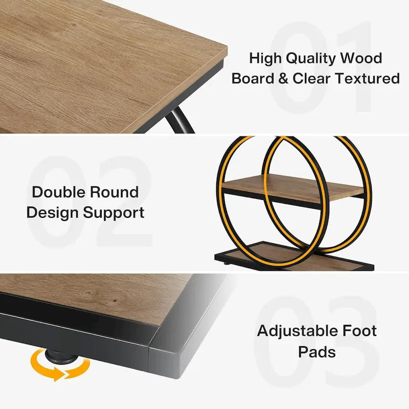 Table d'appoint étroite en bois avec 3 étagères de rangement