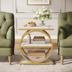 Table d'appoint étroite en bois avec 3 étagères de rangement