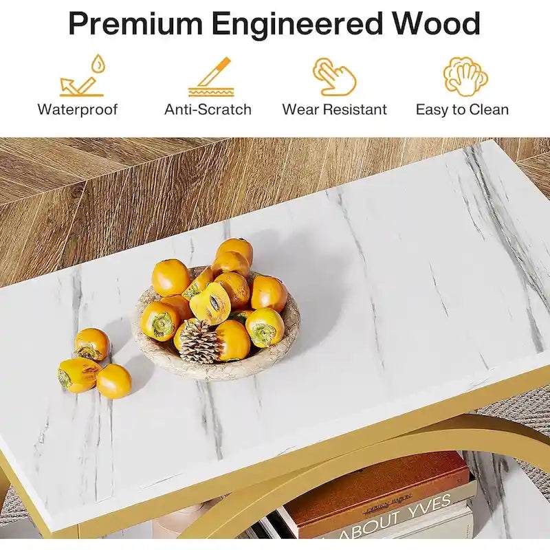 Table d'appoint étroite en bois avec 3 étagères de rangement