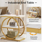 Table d'appoint étroite en bois avec 3 étagères de rangement