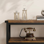 Console étroite et longue avec rangement, table basse en bois à 3 niveaux