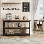 Console étroite et longue avec rangement, table basse en bois à 3 niveaux