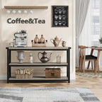 Console étroite et longue avec rangement, table basse en bois à 3 niveaux