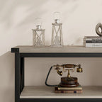 Console étroite et longue avec rangement, table basse en bois à 3 niveaux