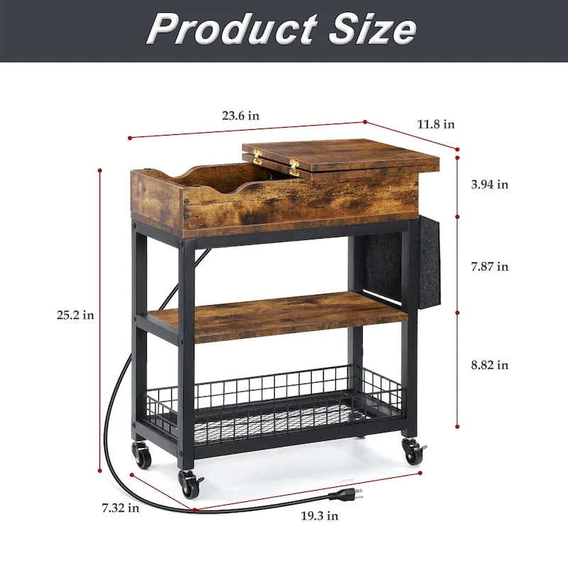 Table d'appoint avec station de recharge et sac de rangement