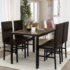 Ensemble de salle à manger de cuisine moderne 5 pièces en faux marbre avec 4 chaises en cuir PU rembourrées