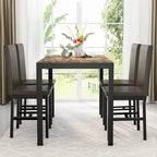 Ensemble de salle à manger de cuisine moderne 5 pièces en faux marbre avec 4 chaises en cuir PU rembourrées