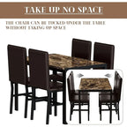 Ensemble de salle à manger de cuisine moderne 5 pièces en faux marbre avec 4 chaises en cuir PU rembourrées