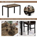 Ensemble de salle à manger de cuisine moderne 5 pièces en faux marbre avec 4 chaises en cuir PU rembourrées