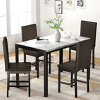 Ensemble de salle à manger de cuisine moderne 5 pièces en faux marbre avec 4 chaises en cuir PU rembourrées