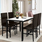 Ensemble de salle à manger de cuisine moderne 5 pièces en faux marbre avec 4 chaises en cuir PU rembourrées