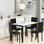 Ensemble de salle à manger de cuisine moderne 5 pièces en faux marbre avec 4 chaises en cuir PU rembourrées