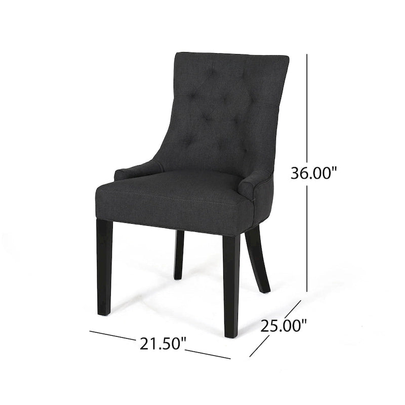 Ensemble de 2 chaises de salle à manger rembourrées en tissu avec pieds fuselés