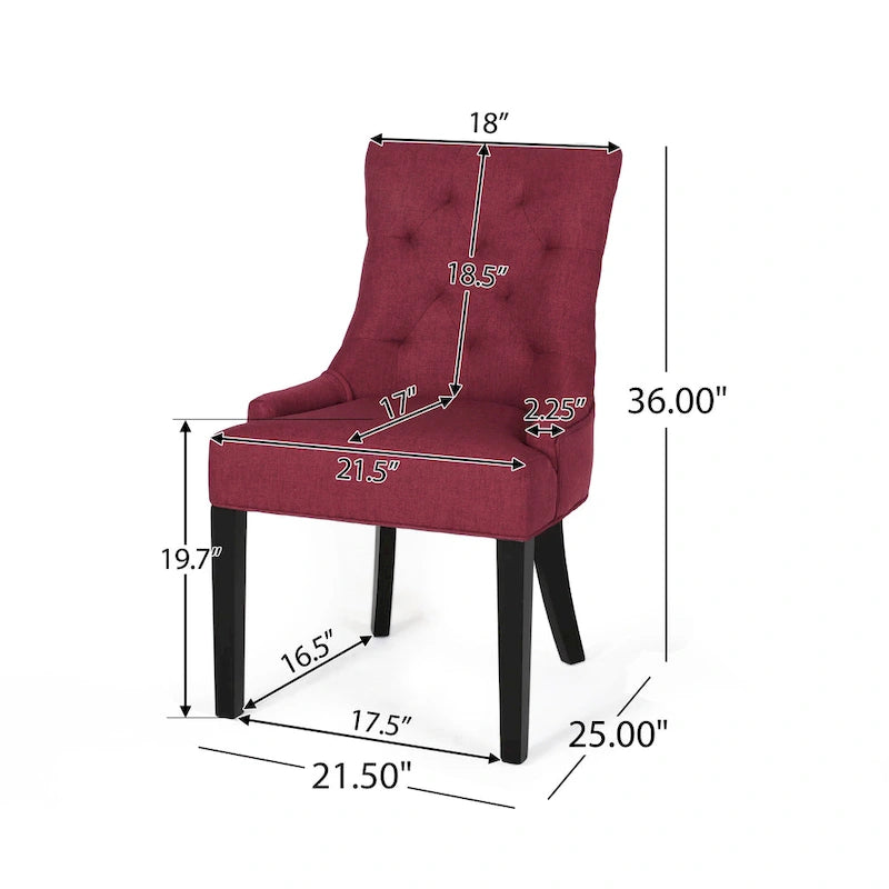 Ensemble de 2 chaises de salle à manger rembourrées en tissu avec pieds fuselés