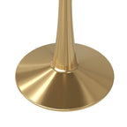 Table de salle à manger ronde LeisureMod Bristol 35 pour 4 personnes, plateau en MDF et piètement en acier doré, idéale pour la cuisine et la salle à manger.