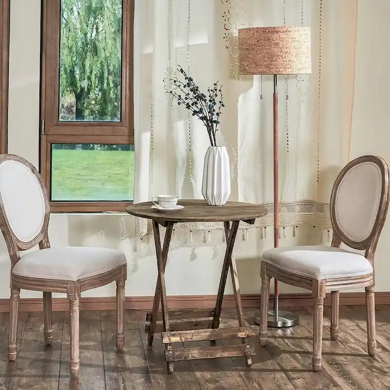 Chaise de salle à manger rembourrée vintage française Mieres, chaise d'appoint (lot de 2) - Non disponible