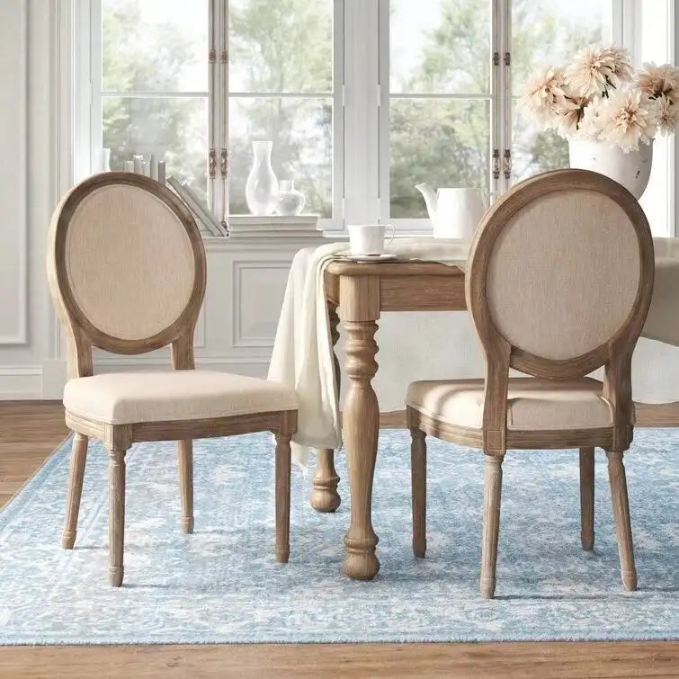 Mieres French Vintage Upholstered Dining Chair, Side Chair(Set of 2) - N/A