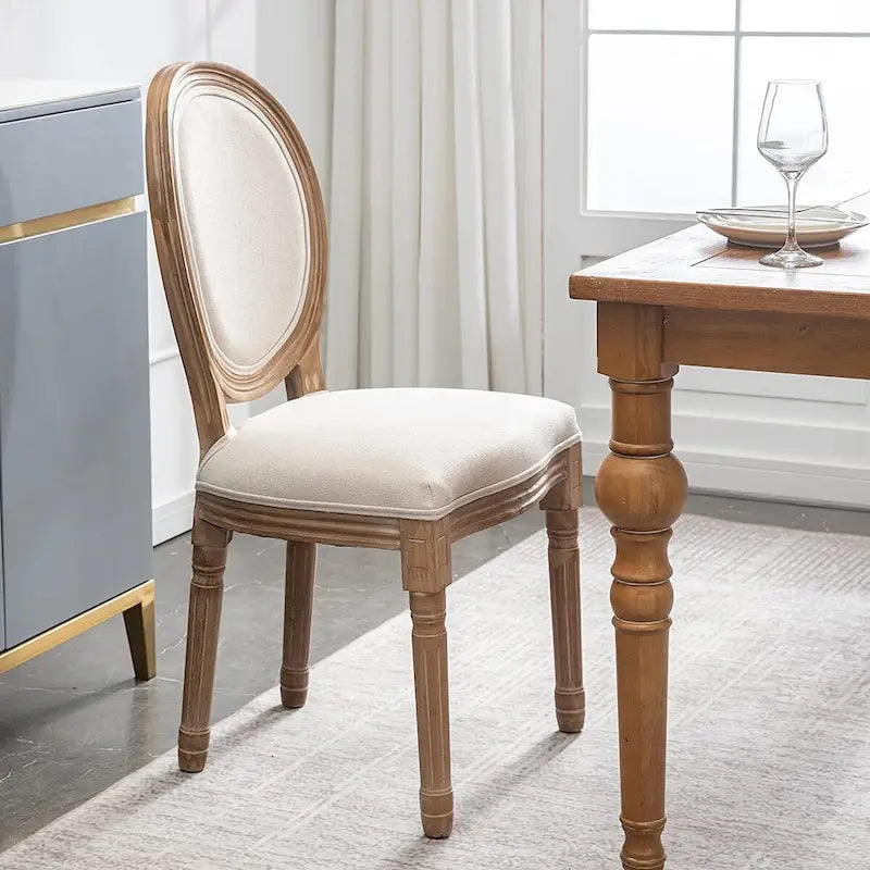 Chaise de salle à manger rembourrée vintage française Mieres, chaise d'appoint (lot de 2) - Non disponible