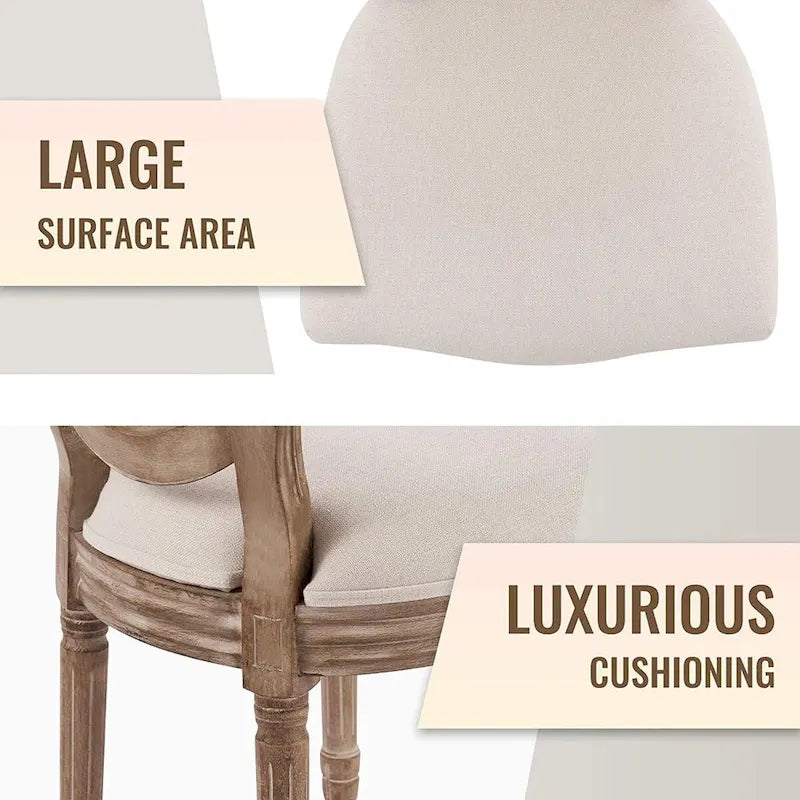 Chaise de salle à manger rembourrée vintage française Mieres, chaise d'appoint (lot de 2) - Non disponible