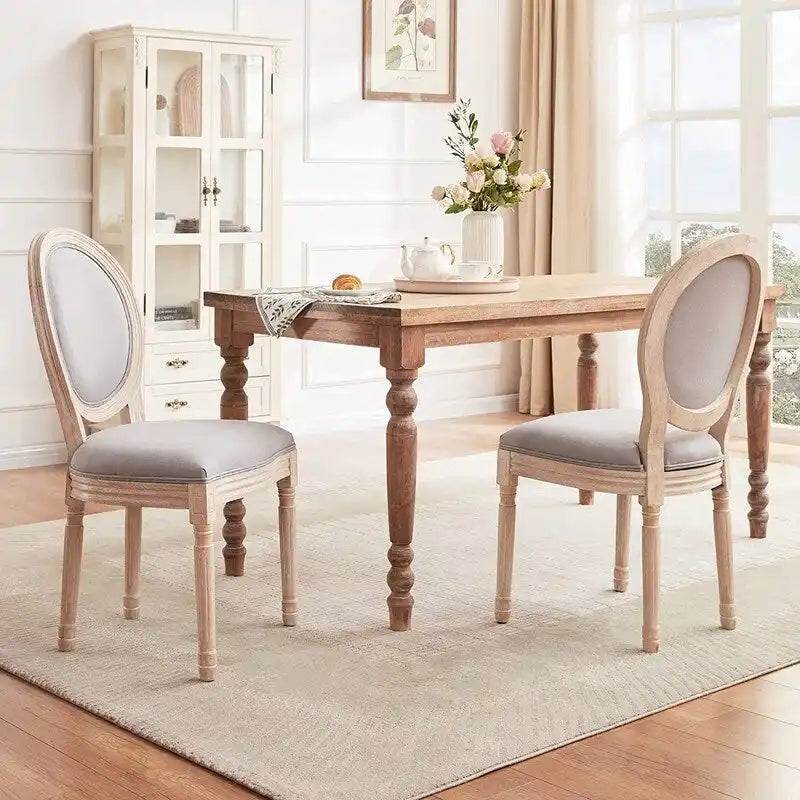 Chaise de salle à manger rembourrée vintage française Mieres, chaise d'appoint (lot de 2) - Non disponible