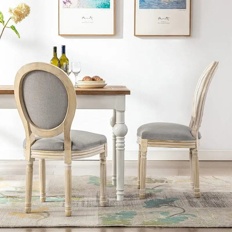 Chaise de salle à manger rembourrée vintage française Mieres, chaise d'appoint (lot de 2) - Non disponible